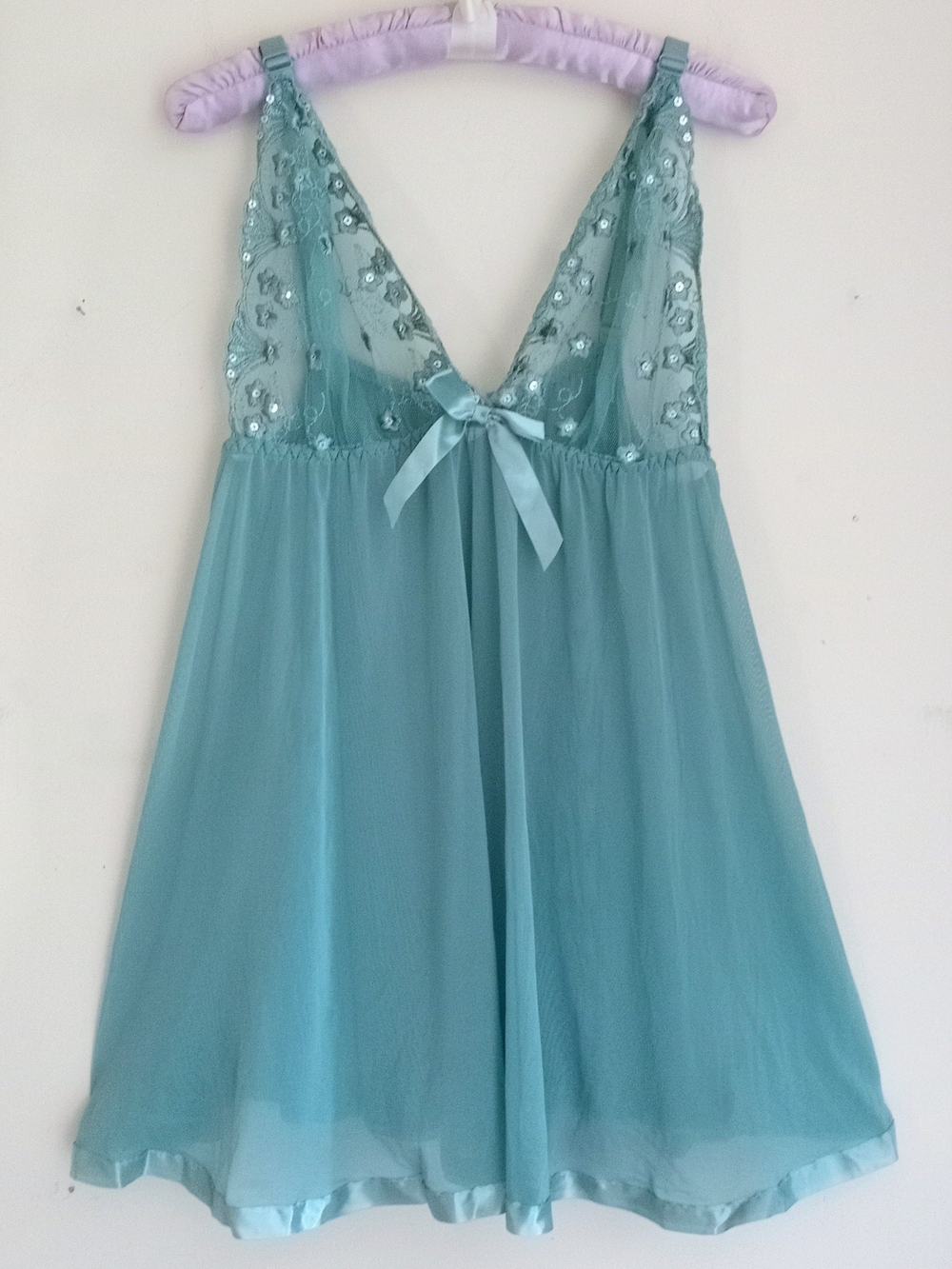 Nighties Sheer Lace-Trim